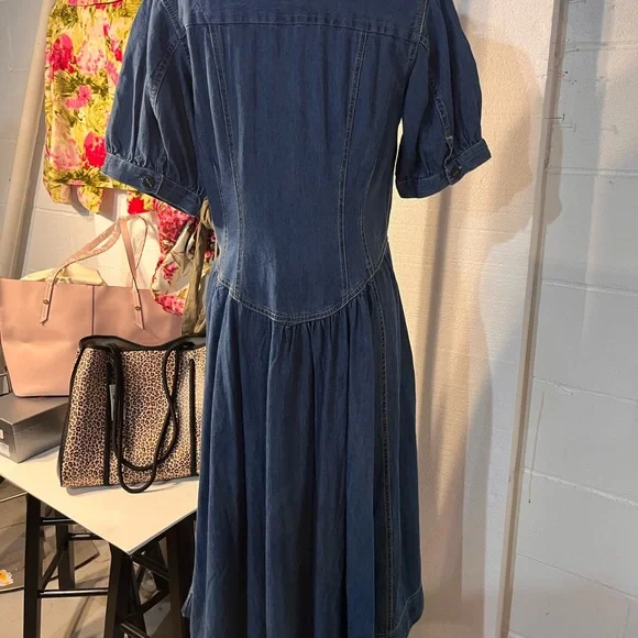 NWT Anthropologie Pilcro Short Sleeve Denim Button-Up Midi Shirt Dress - Picture 4 of 11